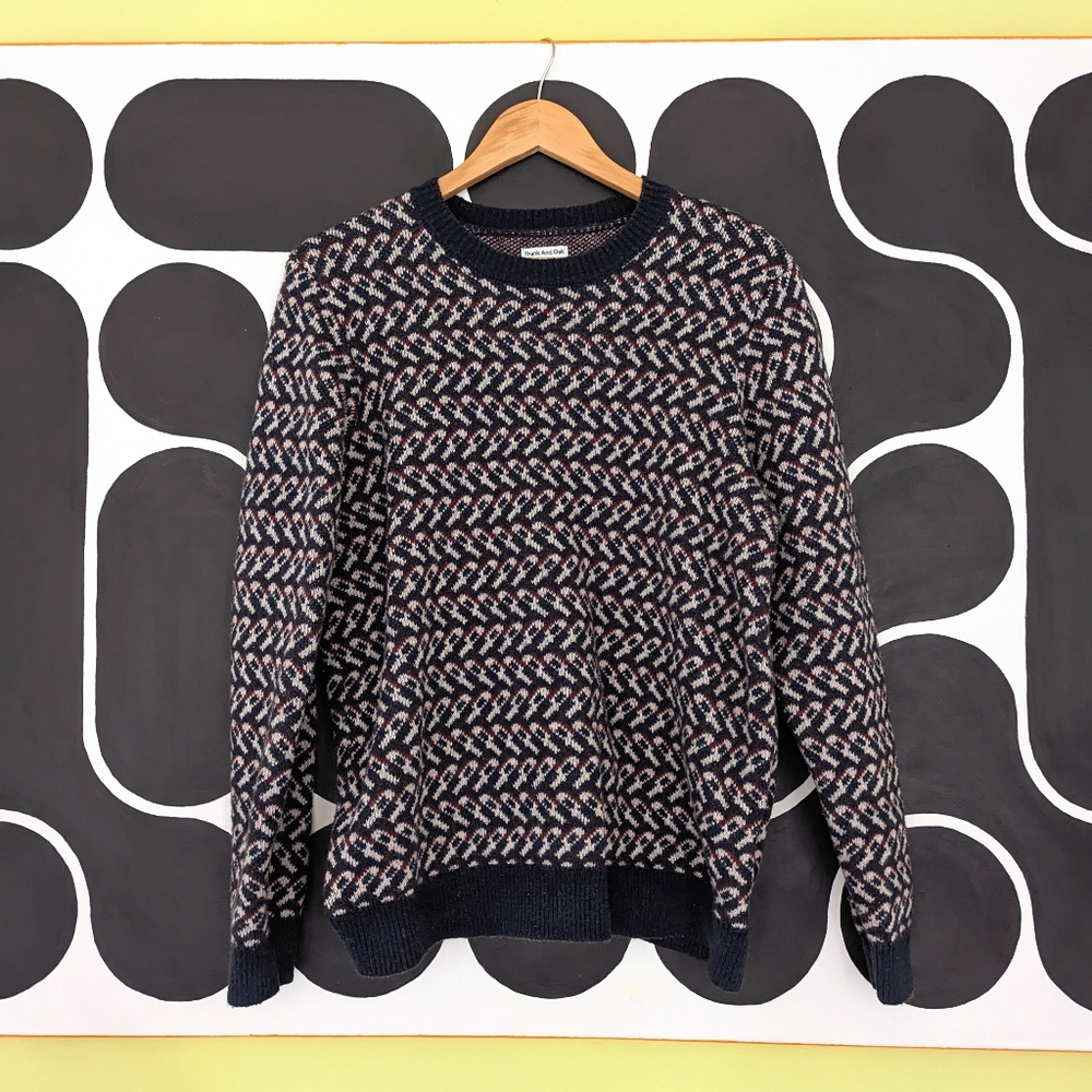 Frank & Oak Wool Navy Crewneck Sweater Men's Large